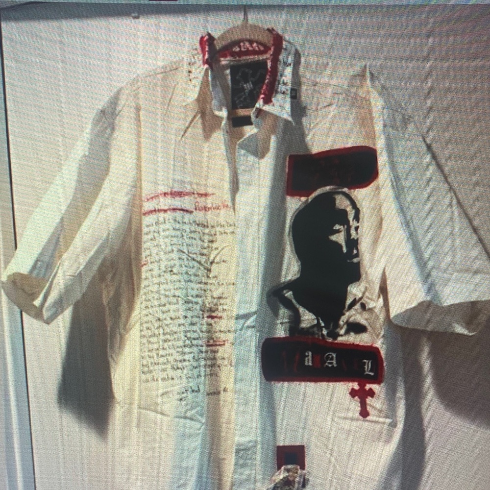 Men's Cream Graphic Button Down Shirt